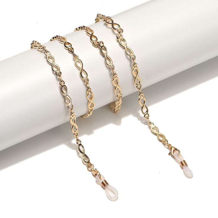 Металлическая нескользящая цепочка золотого цвета, в виде цифры 8, для очков и масок GL1545