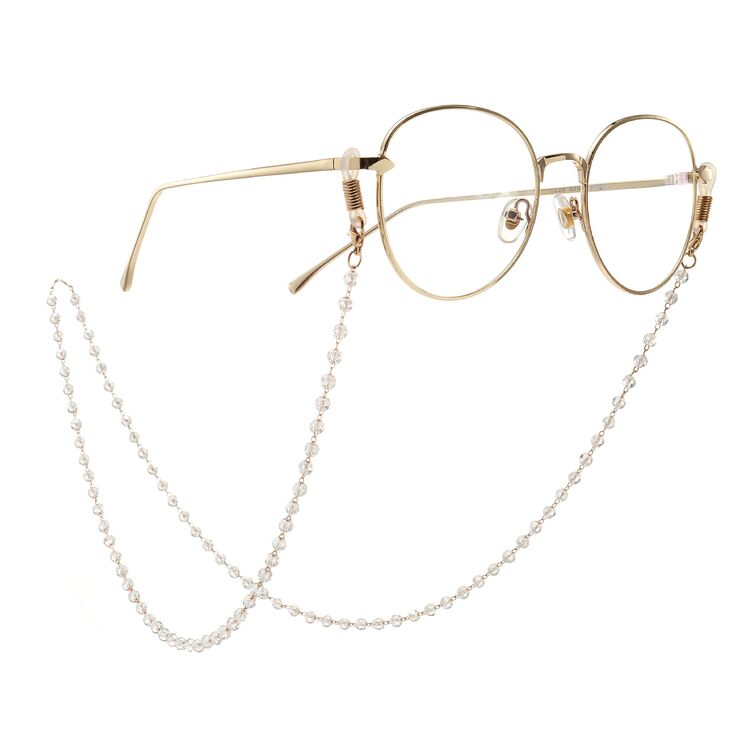 Metal non-slip chain, gold crystal bead, for glasses and masks GA087