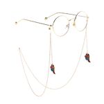 Gold-colored metal non-slip chain, with pendant wings of angel, for glasses and masks GL815