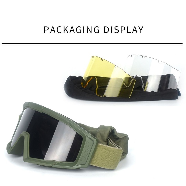 Safety shockproof tactical goggles, 3-lens set, 1608战术-DX