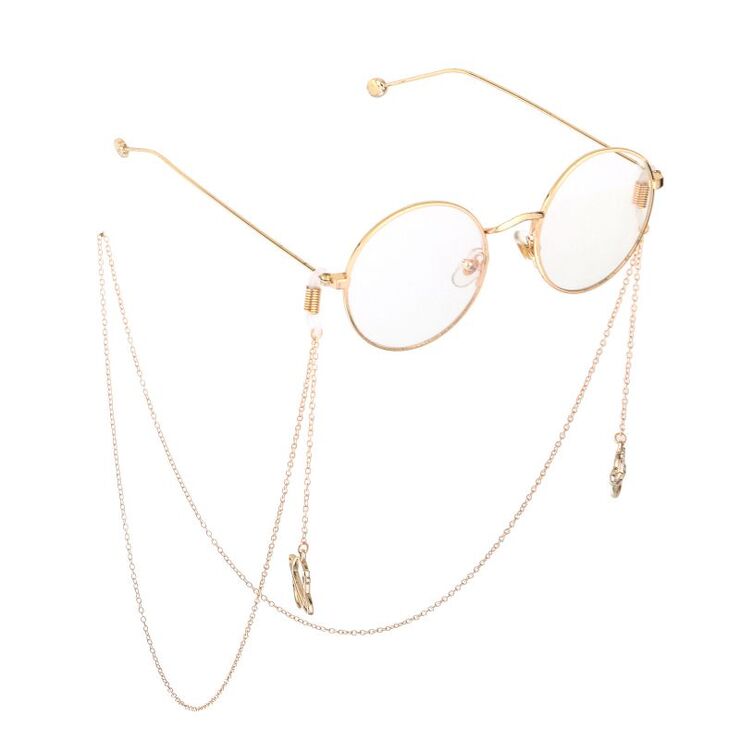 Gold-colored metal non-slip chain, with a planet pendant, for glasses and masks GL761