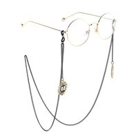 Металлическая нескользящая цепочка черного цвета, с подвеской угольные шарики, для очков и масок GL843