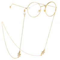 Gold-colored metal non-slip chain, with sea turtle with rhinestone, for glasses and masks GL260