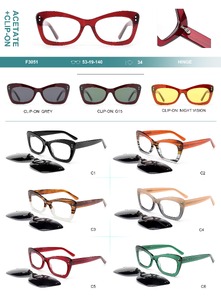 Оправа пластиковая из материала ацетат + насадка солнцезащитная (клипон) Big City F3051S