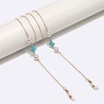 Металлическая нескользящая цепочка, с бирюзовым крестом и жемчугом, для очков и масок GL1708