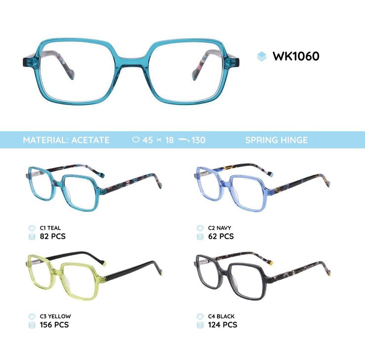 Acetate plastic frames for kids, with spring hinges WK1060