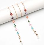 Металлическая нескользящая цепочка золотого цвета, с разноцветным сердцем, для очков и масок GL1897