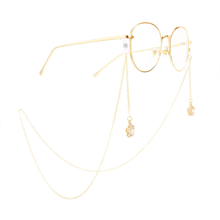 Металлическая нескользящая цепочка золотого цвета, с подвеской в виде цветка, для очков и масок GA017