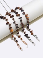 Set of two gold and silver glasses chain with natural pink crystal stones GM128