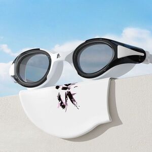 Swimming waterproof anti-fog goggles, with cap, 6612-YU