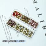 Набор страз с острым дном для украшения оправ и очков, 6 видов, 尖底钻大小颜色随机-6格混装 (цена за упаковку, мин. заказ - 3 уп