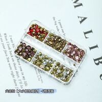 Набор страз с плоским дном для украшения оправ и очков, 6 видов, 尖底钻大小颜色随机-6格混装 (цена за упаковку, мин. заказ - 3 уп