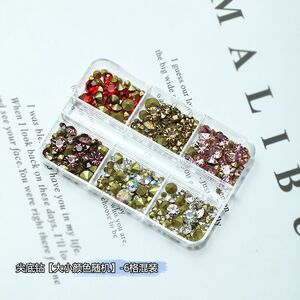 Набор страз с острым дном для украшения оправ и очков, 6 видов, 尖底钻大小颜色随机-6格混装 (цена за упаковку, мин. заказ - 3 уп