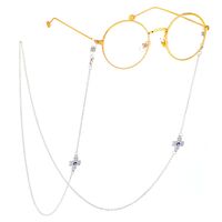 Silver-colored metal non-slip chain, with cross wirh rhinestone, for glasses and masks GL482