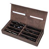 Sunglasses and eyeglasses genuine leather case with 8 slots CF4013