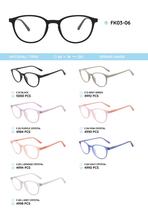TR90 plastic eyeglasses frame FK03-06