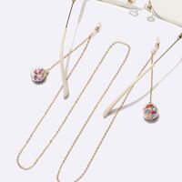 Металлическая нескользящая цепочка золотого цвета, с подвеской в форме шара, для очков и масок GL1495