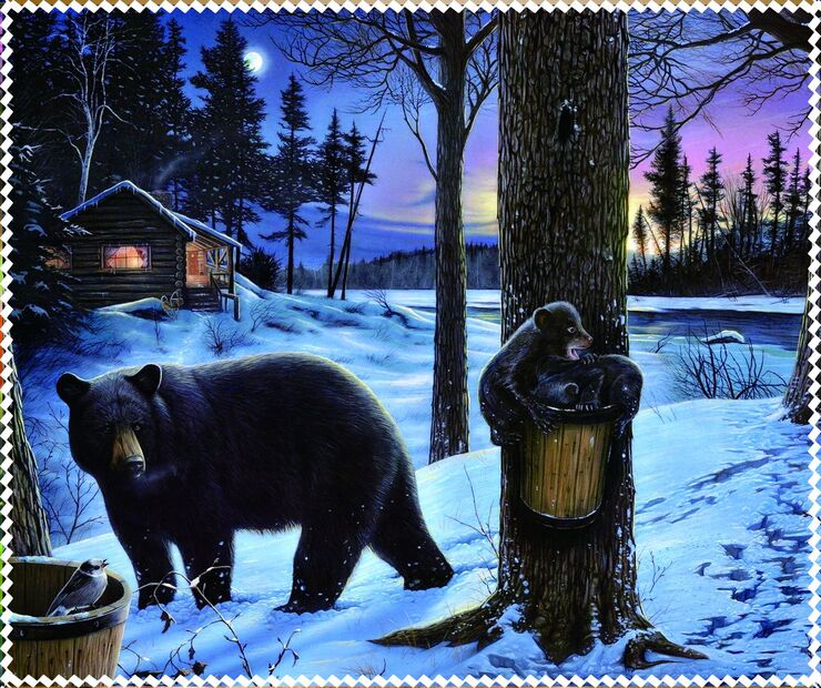 Салфетка для очков с рисунком, материал микрофибра, в индивидуальной упаковке МЕДВЕДИ И ЗИМА, 17,5 *14,5 см