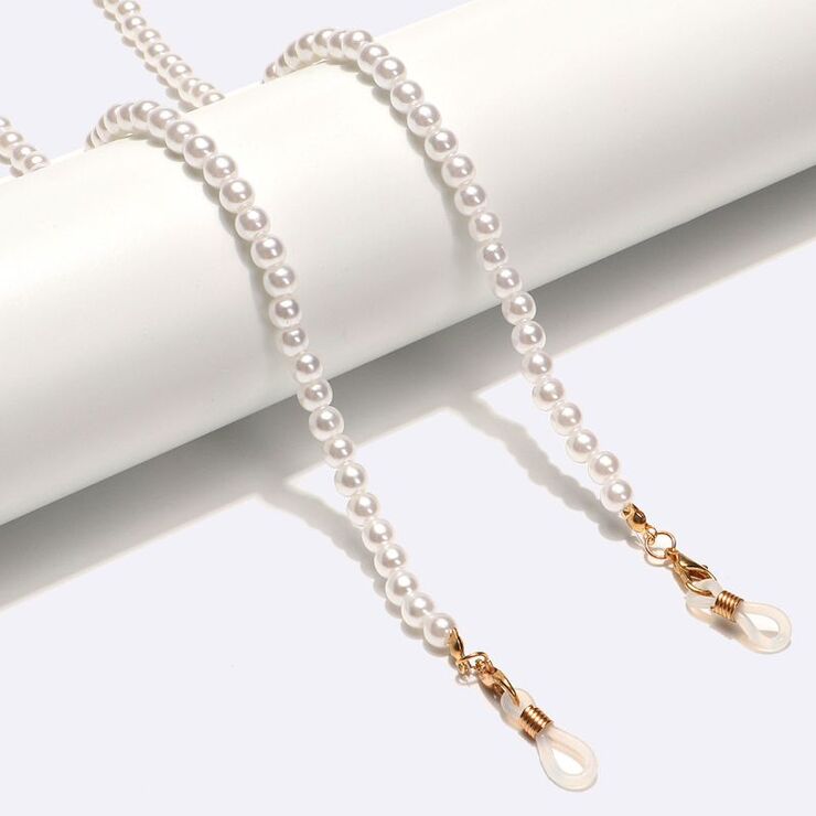 Металлическая нескользящая цепочка, с жемчугом, для очков и масок GL1589