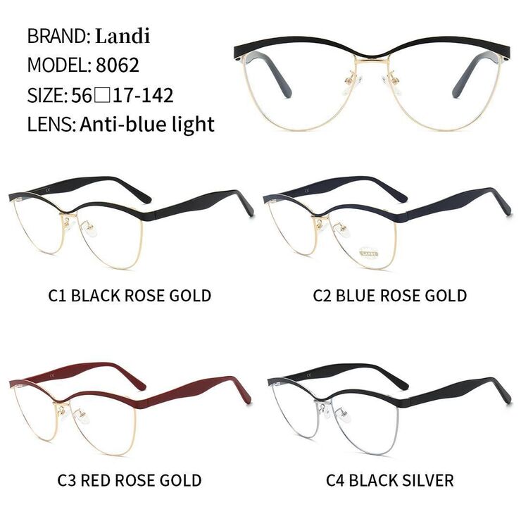 Protective anti-reflective coating metal glasses Landi LD8062
