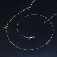 Gold-colored metal non-slip chain, with butterfly and rhinestone, for glasses and masks GL913