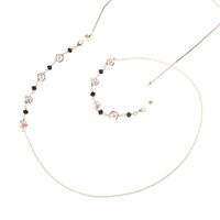 Gold-colored metal non-slip chain, with pearl and crystal, for glasses and masks GL852