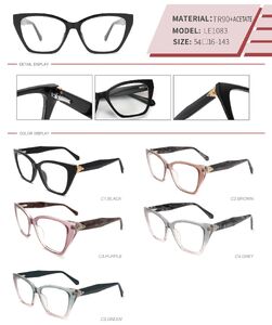 Оправа пластиковая из TR90 и ацетата с флексом LE1083-DA