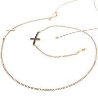 Gold-colored metal non-slip chain, with black and white cross, for glasses and masks GL040