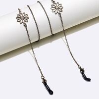 Bronze-colored metal non-slip chain, with flower, for glasses and masks GL188