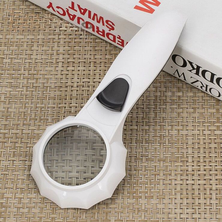 Лупа с универсальной подсветкой, увеличительное стекло с ручкой 600554H-XX, диаметр: 48 мм, увеличение: 6X