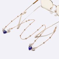 Металлическая нескользящая цепочка золотого цвета, с синими глазами, жемчугом и бусинами, для очков и масок GL1736