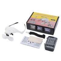 Binocular magnifier with backlight, magnifying glass with head mount 9892B2B-XX, magnification: 1X, 1,5X, 2X, 2,5X, 3,5X