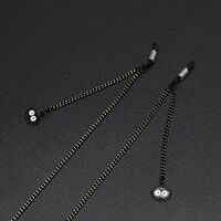 Black-colored metal non-slip chain, with pendant black coal balls, for glasses and masks GL643