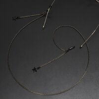 Black-colored metal non-slip chain, with pendant black star, for glasses and masks GL492