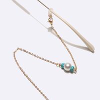 Металлическая нескользящая цепочка золотого цвета, с жемчугом, для очков и масок GL1738