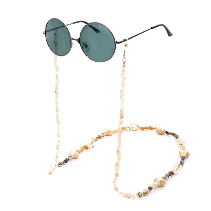 Gold-colored metal non-slip chain, with small conch, for glasses and masks GL697