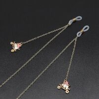 Gold-colored metal non-slip chain, with carriage pendant, for glasses and masks GL728