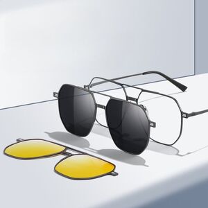 Metal Blue Ray Cut protection frame + 2 magnet sunshade clip-ons 7030-GT