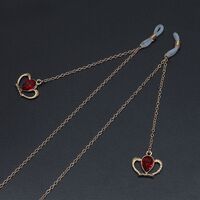 Gold-colored metal non-slip chain, with crown and crystal, for glasses and masks GL704