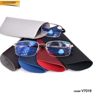 Очки мужские металлические с чехлом, с флексами и защитой Blue Block Light Vizzini V7019 (CHEHOL BIG-NS) до +5,00 и -8,00