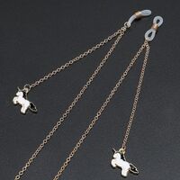 Gold-colored metal non-slip chain, with unicorn pendant, for glasses and masks GL445