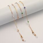 Металлическая нескользящая цепочка, с овалами. кристаллами и цветами, для очков и масок GL1861