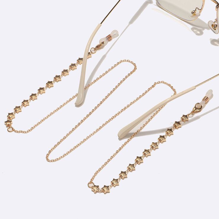 Металлическая нескользящая цепочка золотого цвета, с золотыми сердцами, для очков и масок GL1565