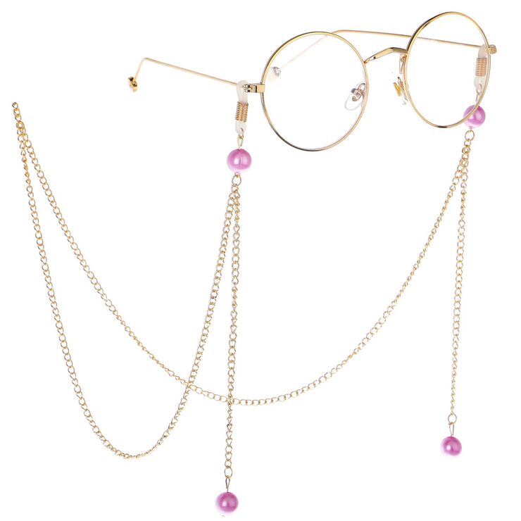 Metal non-slip chain, with pearl beads, for glasses and masks GL187