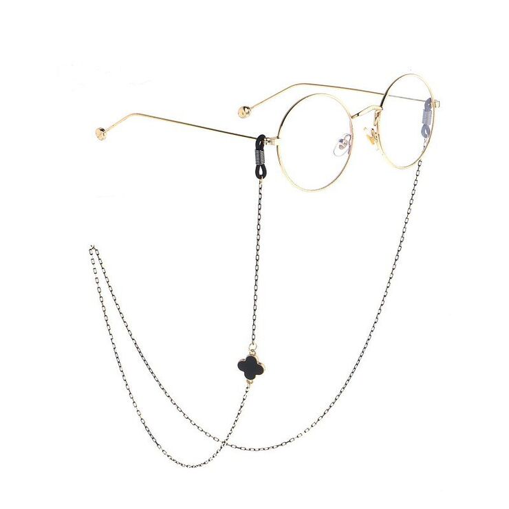 Metal non-slip chain with clover, for glasses and masks GL778