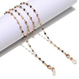 Металлическая цепочка для очков и масок с чёрными стразами GL1147