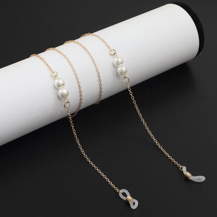 Metal non-slip chain, with pearls, for glasses and masks GL866