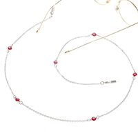 Metal non-slip chain, with red beads, for glasses and masks GL110