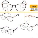 Ready-made metal frame glasses Vizzini V8004, lens with blue anti-reflex coating, diopters +0.75 to +4.00 (step 0.25); from -1.00 to -4.00 (
