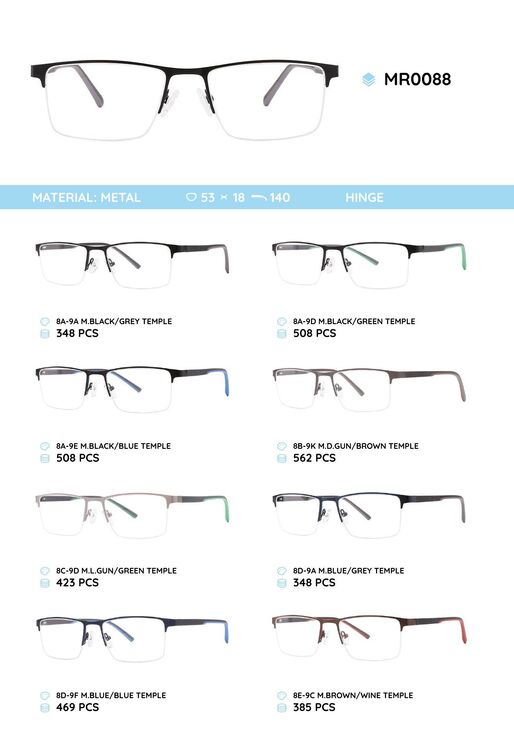 Metal frame with temples made of TR-90 material MR0088